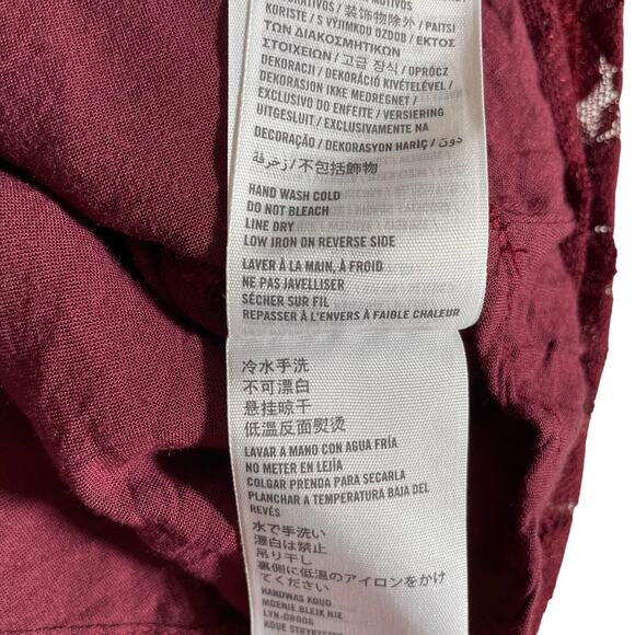 ABERCROMBIE & FITCH Womens Floral Lace 3/4 Sleeve Flare Dress Burgundy 10 Grunge - Picture 12 of 13